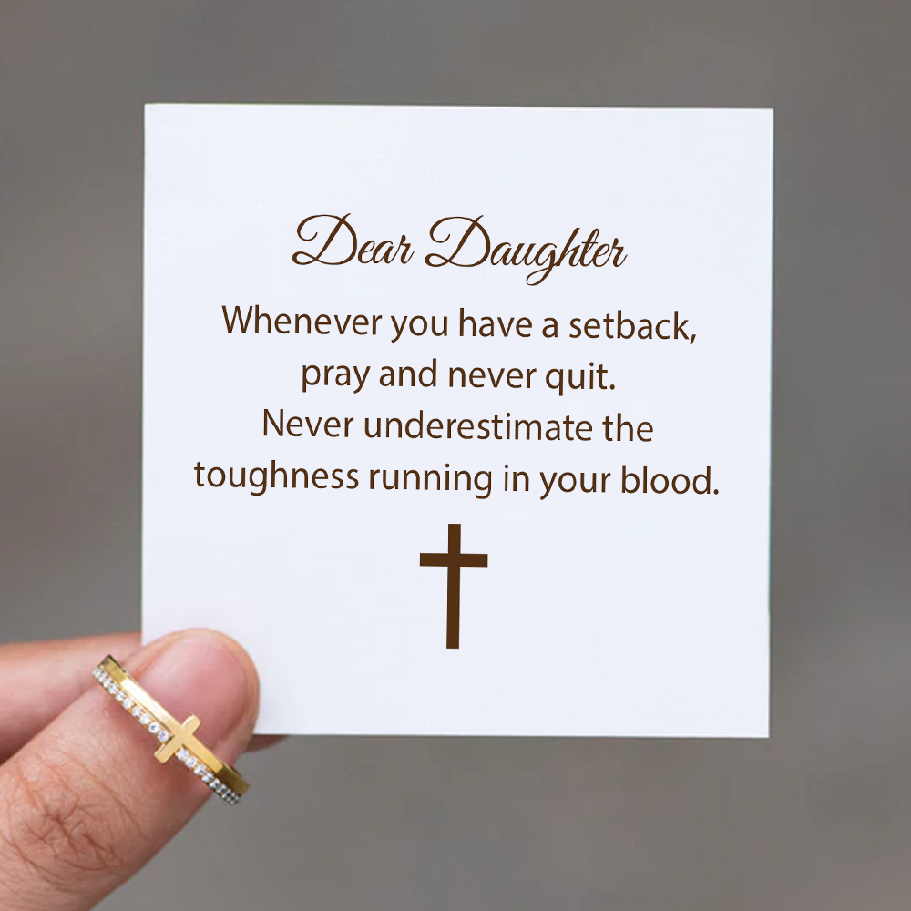 Dear Daughter - Never Quit Golden Cross Ring