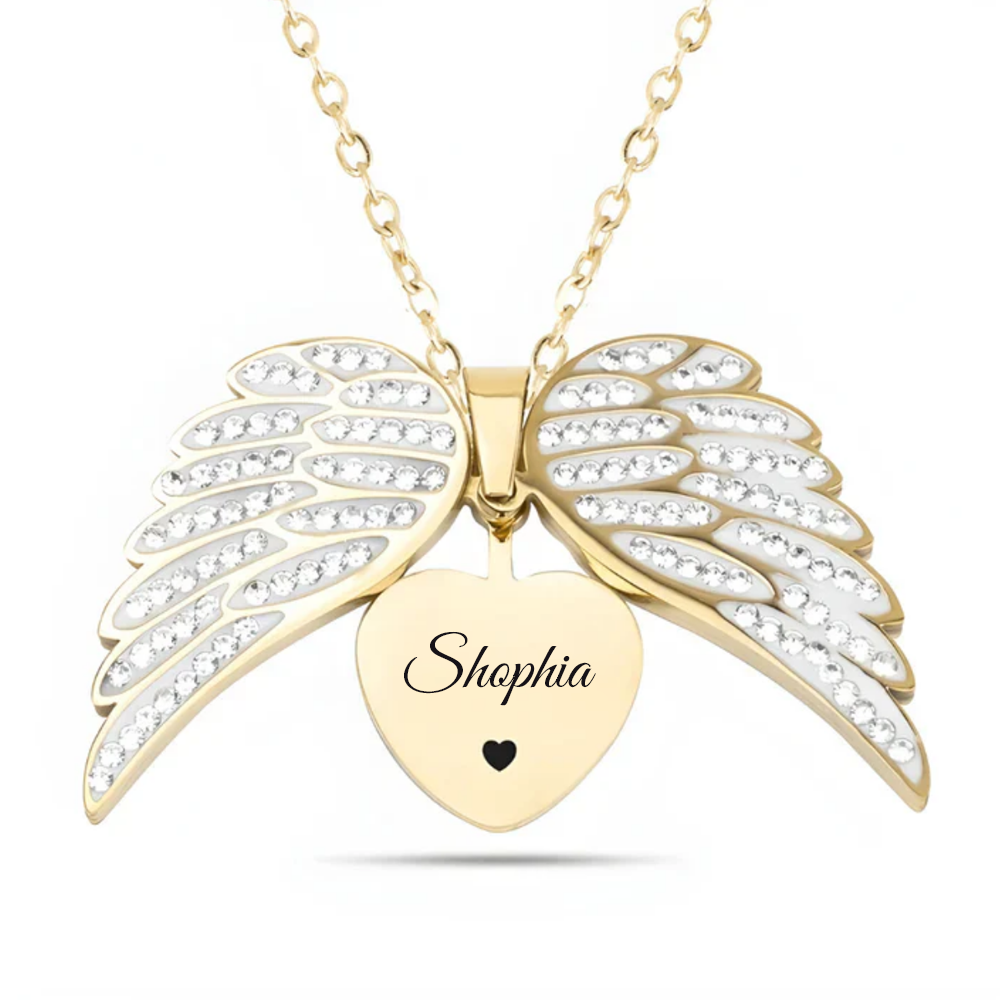 I will always hold you in my heart - Heart angel necklace - Gold