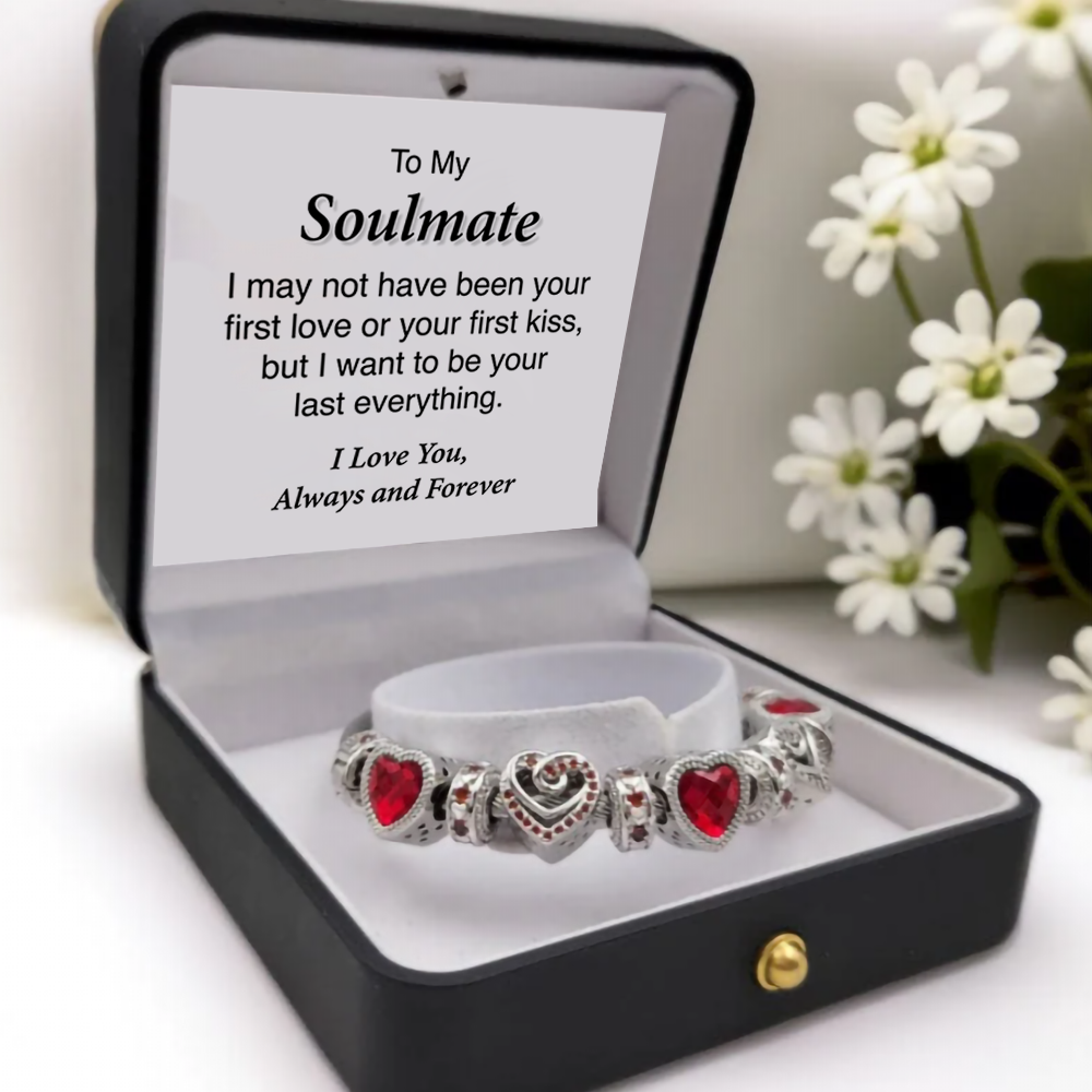 To My Soulmate - Love hearts - Birthstone bracelet