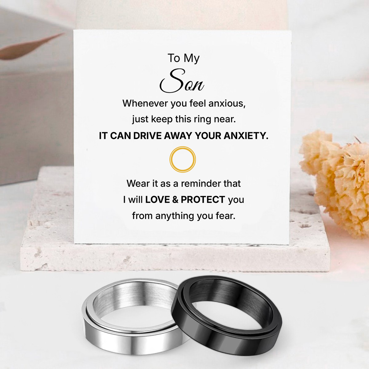 To my Son - Calm and Courage Ring - Black
