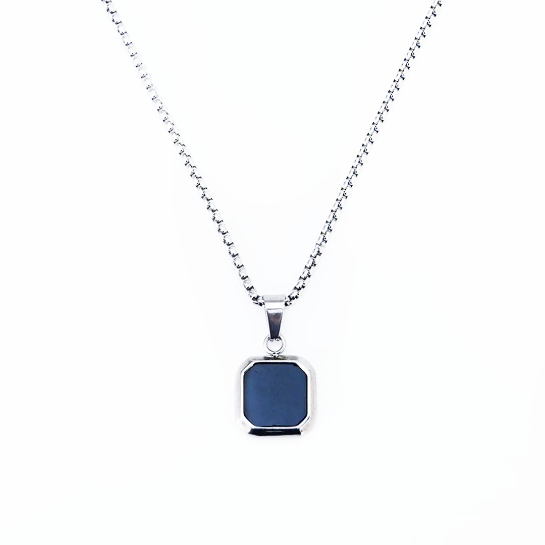 Geometric silver necklace
