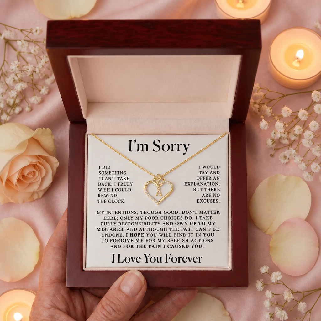 Apology Gift For Her - Heart Initial Necklace for your love