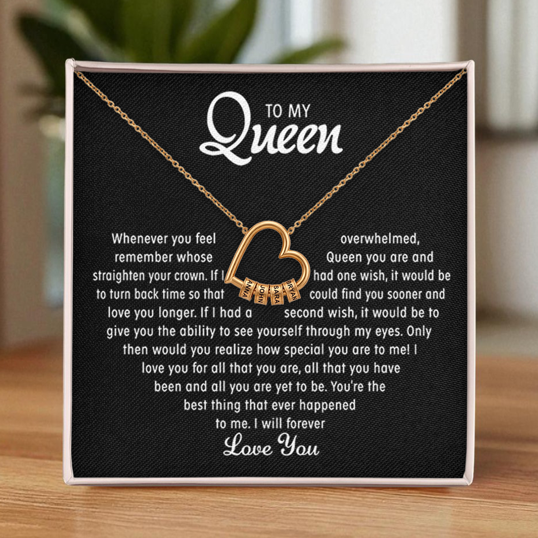 To My Queen - Personalized Heart Family Necklace