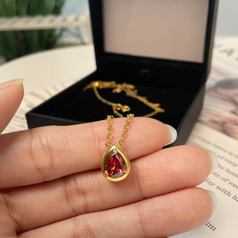 Personalized Necklace for Women with Stone Name and Birth Flower Birthday Gift - Gold