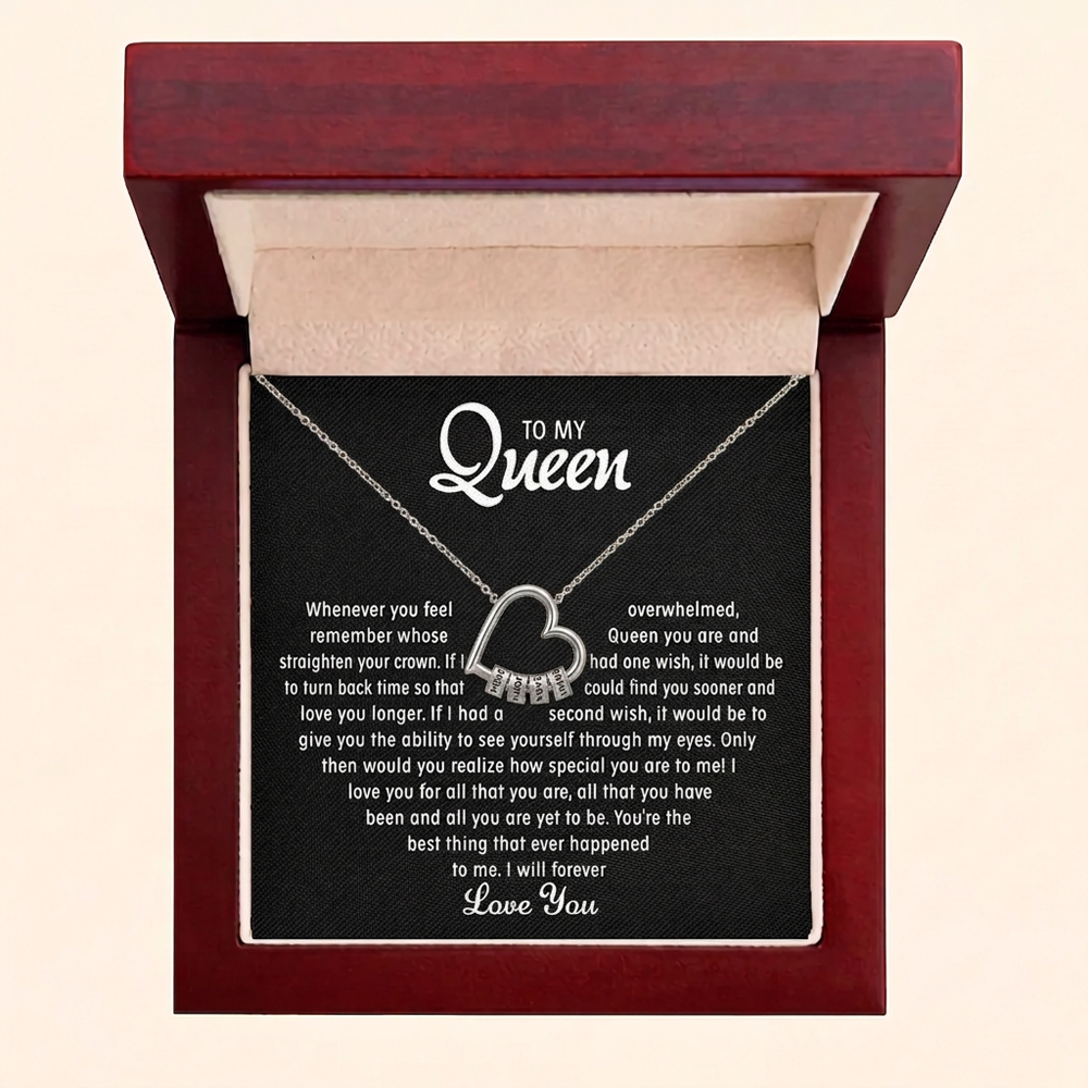 To My Queen - Personalized Heart Family Necklace