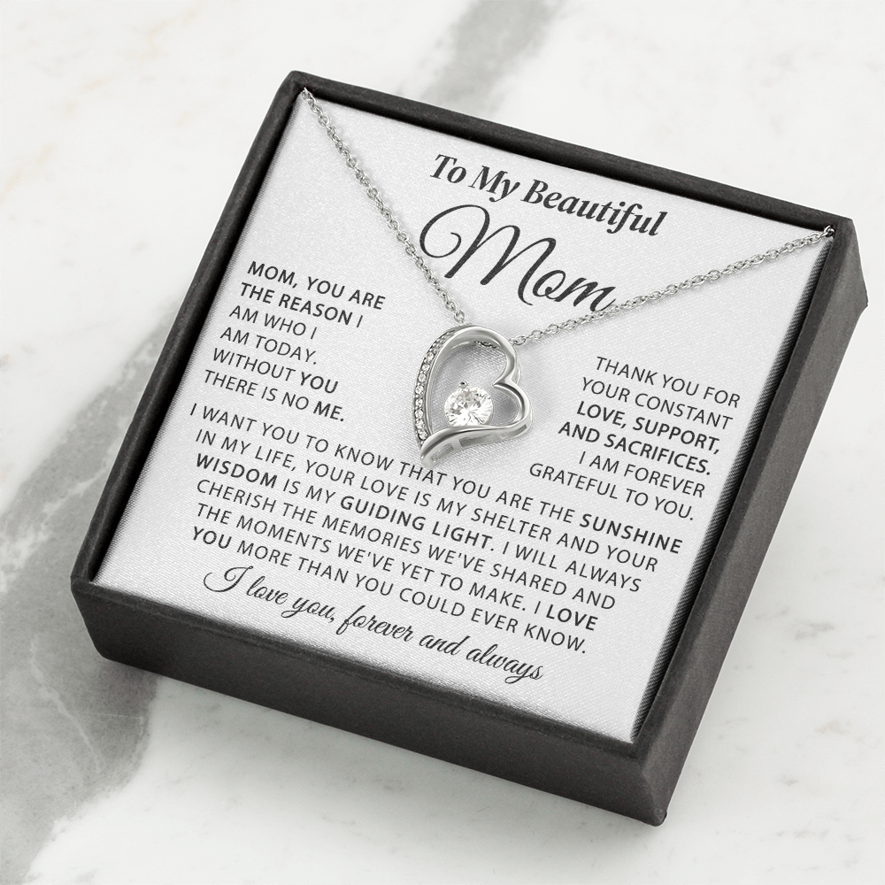 To My Beautiful Mom - The Sunshine in My Life - Heart Necklace