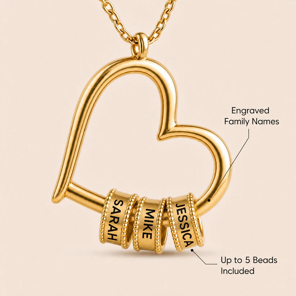 To My Queen - Personalized Heart Family Necklace