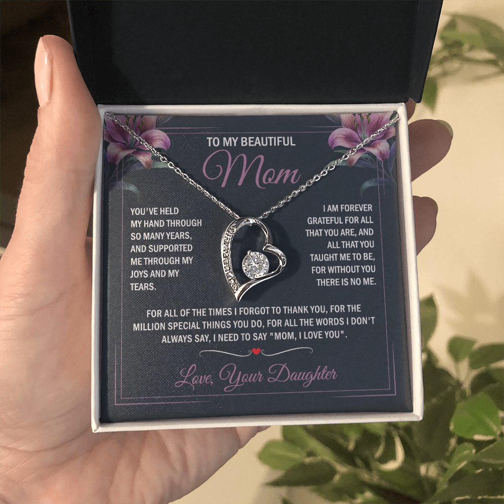 To My Beautiful Mom - Joy & Tears - Heart Necklace